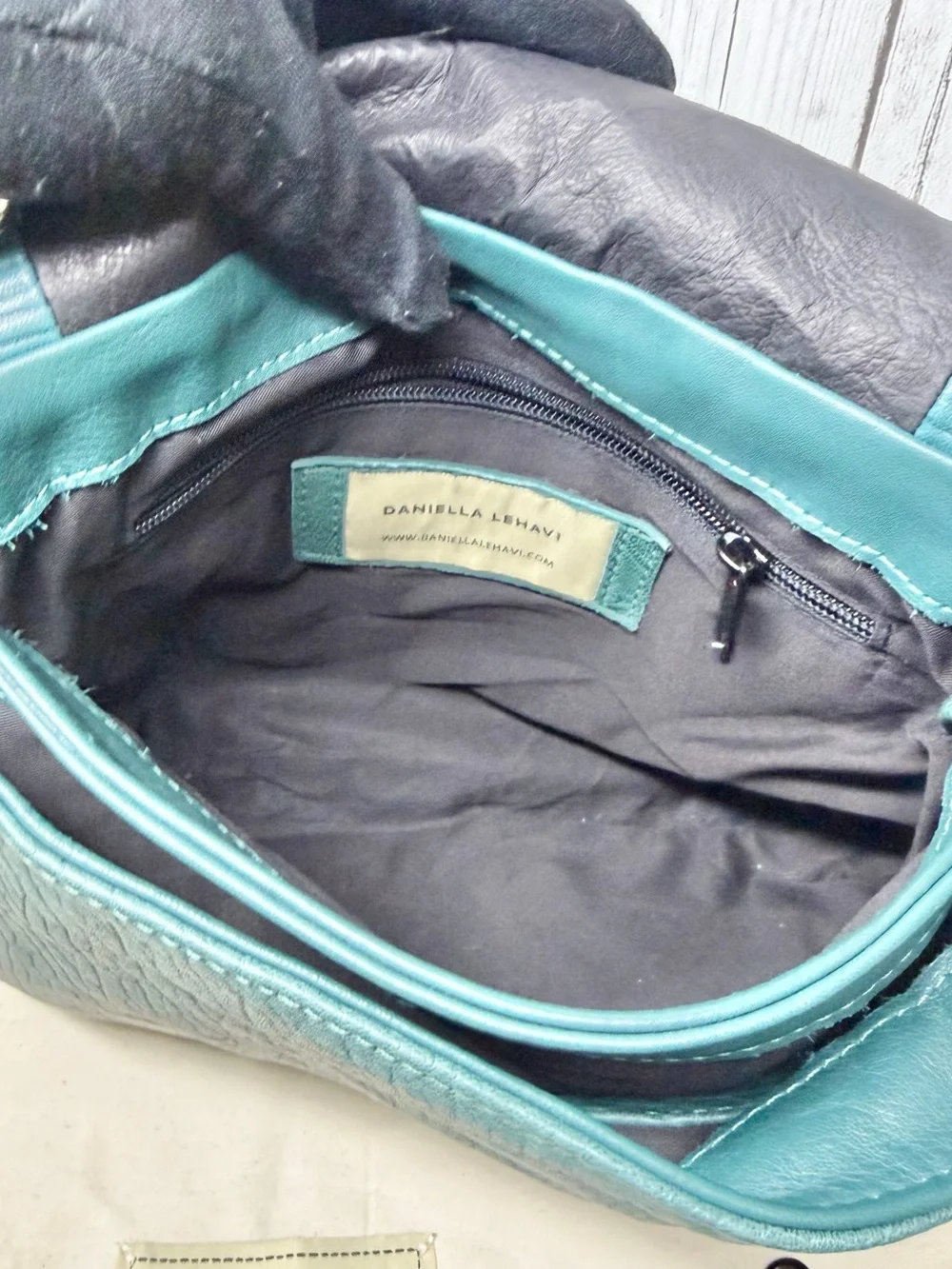 PRE LOVED Daniella Lehavi Teal Leather Shoulder Bag Eva Messenger